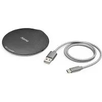 Hama Wireless Charger 'QI-FC10 Metal' schwarz 10 W kabelloses Smartphone-Ladepad