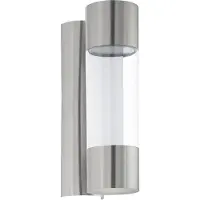 Eglo LED Außen-Wandlampe Robledo, 2 flammige Außenleuchte, Wandleuchte aus Edelstahl und Kunststoff, Farbe: Silber, IP44