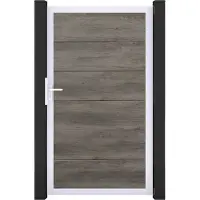 GROEN & JANSSEN Einzeltor GroJa BasicLine DIN universal vormontiert ohne Pfosten Rahmen Aluminium 100 x 180 cm Monumment Oak