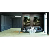 Living Walls Fototapete "The Wall" Kunst Retro natürlich glatt Fototapete Wald Tapete Landschaft Tapeten Wohnzimmer Design Wandtapete