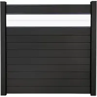 GROEN & JANSSEN Zaun Hauptelement GroJa Solid Stecksystem ohne Pfosten mit Designelement 30er Glaseinsatz 180 x 180 cm anthrazit