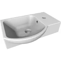 Fackelmann Waschbecken links Gäste-WC / Waschtisch aus Keramik / Maße (B x H x T): ca. 45 x 10,5 x 32 cm / hochwertiges Becken fürs Badezimmer / Farbe: Weiß / Breite: 45 cm