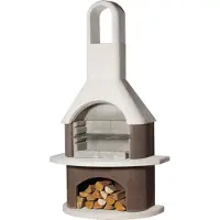 Buschbeck Gartengrillkamin Milano weiß-braun T65 x B110 x H203 cm, inkl. Grillrost