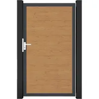 GROEN & JANSSEN Einzeltor GroJa BasicLine DIN universal vormontiert ohne Pfosten Rahmen anthrazit 100 x 180 cm Asteiche