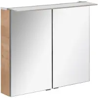 Fackelmann LED Spiegelschrank B.PERFEKT / Badschrank mit Soft-Close-System / Maße (B x H x T): ca. 80 x 69 x 15 cm / hochwertiger Schrank mit Spiegel und für das Bad / Korpus: Braun