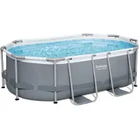 Bestway Power Steel Frame Pool Set mit Filterpumpe 305 x 200 x 84 cm, grau, oval