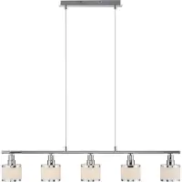 JUST LIGHT Pendelleuchte - Chromfarben - Weiß - 90 x 120 cm - Metall - Stoff - 5-flammig