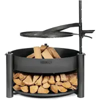 Cook King Feuerschale Montana X inkl. Holzlager & Zubehör 88 x 36 cm schwarz