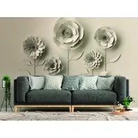 Living Walls Fototapete "The Wall" 3D-Optik geblümt matt glatt Fototapete Blume Tapete 3D Tapeten Wohnzimmer Schlafzimmer Flur Design