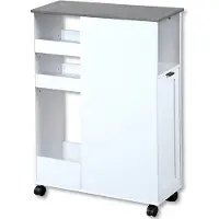 Kesper Servierwagen Nischenregal weiß – 60 x 25 x 86 cm – mit Abfalleimer & Rollen – schmaler Küchenwagen für Müll, Vorräte & Ordnung – 2485013