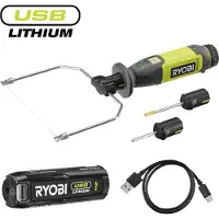 Ryobi Akku-Heißdrahtschneider 4 V, Schneidegerät Inkl 2,0 Ah Akku und USB-C Ladekabel, RHC4-120G