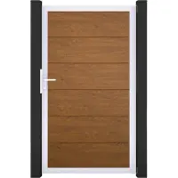 GROEN & JANSSEN Einzeltor GroJa BasicLine DIN universal vormontiert ohne Pfosten Rahmen Aluminium 100 x 180 cm Golden Oak