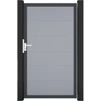 GROEN & JANSSEN Einzeltor GroJa BasicLine DIN universal vormontiert ohne Pfosten Rahmen anthrazit 100 x 180 cm silbergrau