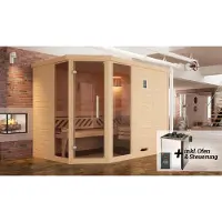 Weka Premium Massivholz-Elementsauna KEMI Eck Gr. 3 Sparset 7,5 kW OS inkl. digitaler Steuerung x B x T x H x 245 x 195 x 200