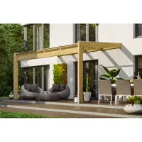 Alpholz Terrassenüberdachung Novara aus Holz Terrassenüberdachung Markise Pavillon 11,66 m²
