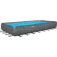 Bestway APX365 Winterfestes Frame Pool Komplett-Set mit Sandfilteranlage 956 x 488 x 132 cm, Marmor-Optik (Dunkel), eckig