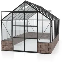 Vitavia Gewächshaus Cassandra 11500 Sicherheitsglas 3 mm Sockel Herbstlaub 448 x 257 cm schwarz