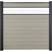 GROEN & JANSSEN Zaun Hauptelement GroJa Solid Stecksystem ohne Pfosten mit Designelement 30er Glaseinsatz 180 x 180 cm sand