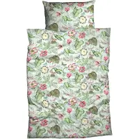 TRAUMSCHLAF Satin Bettwäsche Belli Fiori grün 135x200 cm + 80x80 cm