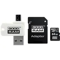 Goodram M1A4 All in One, 64 GB, MicroSDXC, Klasse 10, UHS-I, 100 MB/s, 10 MB/s