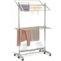 InnovaGoods - Elektrischer Wäscheständer Dryllon, Natürlicher Luftstrom, 12 Stangen, Klappbar, Mit Rädern, Grau, Grande, Acrylnitril-Butadien-Styrol