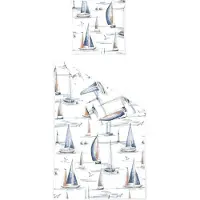 TRAUMSCHLAF Seersucker Bettwäsche Segeltrip blau 155x220 cm + 80x80 cm