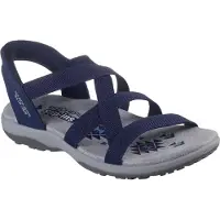 SKECHERS Damen Slip Ins Sandalen REGGAE SLIM Dunkelblau Textil Synthetik Mix Größe: 39
