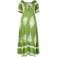 Apricot Druckkleid "Folk Floral Print Kleid", Damen, Gr. XS (34), N-Gr, grün, Obermaterial: 83% Viskose CV. 17% Nylon NY., gemustert, Kleider Druckkleid, mit tollem Ausschnitt