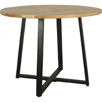 ByLiving Esstisch ARROW / Rund / Tischplatte Massivholz Akazie natur / Gestell Metall schwarz / D 100, H 77 cm