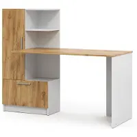 Vicco Schreibtisch Tomy Weiß/Goldkraft Eiche 150 x 59 cm, Model 54580