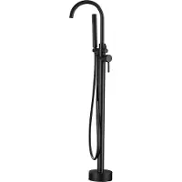 HOME DELUXE - Design Standarmatur - MOON Matt Schwarz - Höhe: 115 cm, inkl. Handbrause I freistehende Armatur Wannenbrause Wanneneinlass