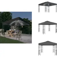 vidaXL Pavillon mit LED-Lichterkette 3x3 m Anthrazit - Pavillons & Partyzelte