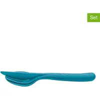 Koziol 2er-Set: Besteckset "Klikk" in Blau - (L)22 cm - onesize