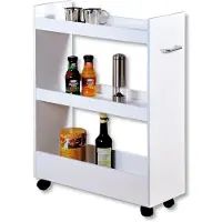 Kesper Nischenregal weiß – 22x60x78cm – mit 3 Ablageböden & Metallgriff – – 4 Rollen, 2 feststellbar – platzsparend – Küchenregal - 2485213