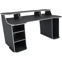 ByLiving Schreibtisch MATRIX / Gaming-Tisch in Anthrazit mit Kanten in Weiß / Mit viel Stauraum und großer Tischplatte / Computer-Tisch / PC / Arbeits-Tisch / B 180, H 76, T 85cm