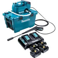 Makita DHW 080 PG4K Akku Hochdruckreiniger 36 V ( 2x 18 V ) 80 bar 380 l/h Brushless + 4x Akku 6,0