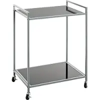 Haku Mobiler Beistelltisch , 2 Ablagen mit jeweils bis zu 6 kg Tragkraft, B 500 x T 360 x H 690 mm, Stahl/ESG-Sicherheitsglas, grau/schwarz