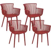 Beliani Stühle 4er Set in Rot aus Kunststoff für Innen- und Außenbereich Geeignet Moderner Stil Plastik Gartenstühle für Garten Terrasse Esszimmer