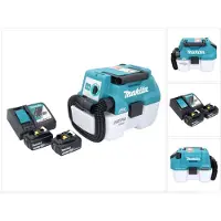 Makita DVC 750 LRT Akku Staubsauger LXT 18 V 67 mbar 7,5 l Brushless + 2x Akku 5,0 Ah + Ladegerät