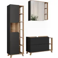 Vicco Badmöbel-Set Karen Sonoma/Anthrazit 3 Teile, Model 55433