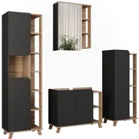 Vicco Badmöbel-Set Karen Sonoma/Anthrazit 4 Teile, Model 55416