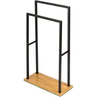 Wenko Handtuchständer "Bambusa", schwarz (schwarz, natur), B:46cm H:20cm T:80cm, Bambus, Stahl, Handtuchhalter, Handtuchständer, BxTxH: 46x80x20 cm