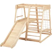 Sunny Mickie Kletterturm mit Rutsche, Schaukel und Strickleiter aus Holz in Naturfarben | Indoor Klettergerüst für Kinder | Montessori Spielzeug für Kleinkinder