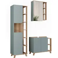 Vicco Badmöbel-Set Karen Sonoma/Blau 3 Teile, Model 55419