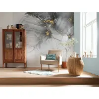 Overig Vliestapete "Digitaldruck Vlies - Ink Gold Flow - Größe 300 x 280 cm" bedruckt glatt Wohnzimmer, Schlafzimmer