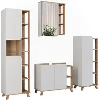Vicco Badmöbel-Set Karen Sonoma/Weiß 4 Teile, Model 55412