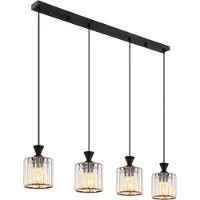 Globo Lighting Hängeleuchte Metall schwarz matt, Acrylkristalle klar, Kabel PVC schwarz, Höhe kürzbar, LxBxH: 860x130x1200mm, exkl. 4x E27 60W 230V