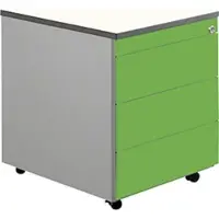 Mauser Schubladencontainer ,Rollen, 579x600, Kunststoffpl.,3 Schubl., alu/gelbgrün/weiß