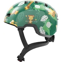 ABUS Kinderhelm Skurb Kid - robuster Fahrradhelm im Skater-Look mit Platz für einen Zopf und vielfältigen Designs - für Mädchen und Jungen - Grün mit Junglemuster, Größe M (50-55 cm)