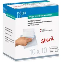 Höga -Kompressen 10x10 cm steril 8fach 25x2 St Kompressen